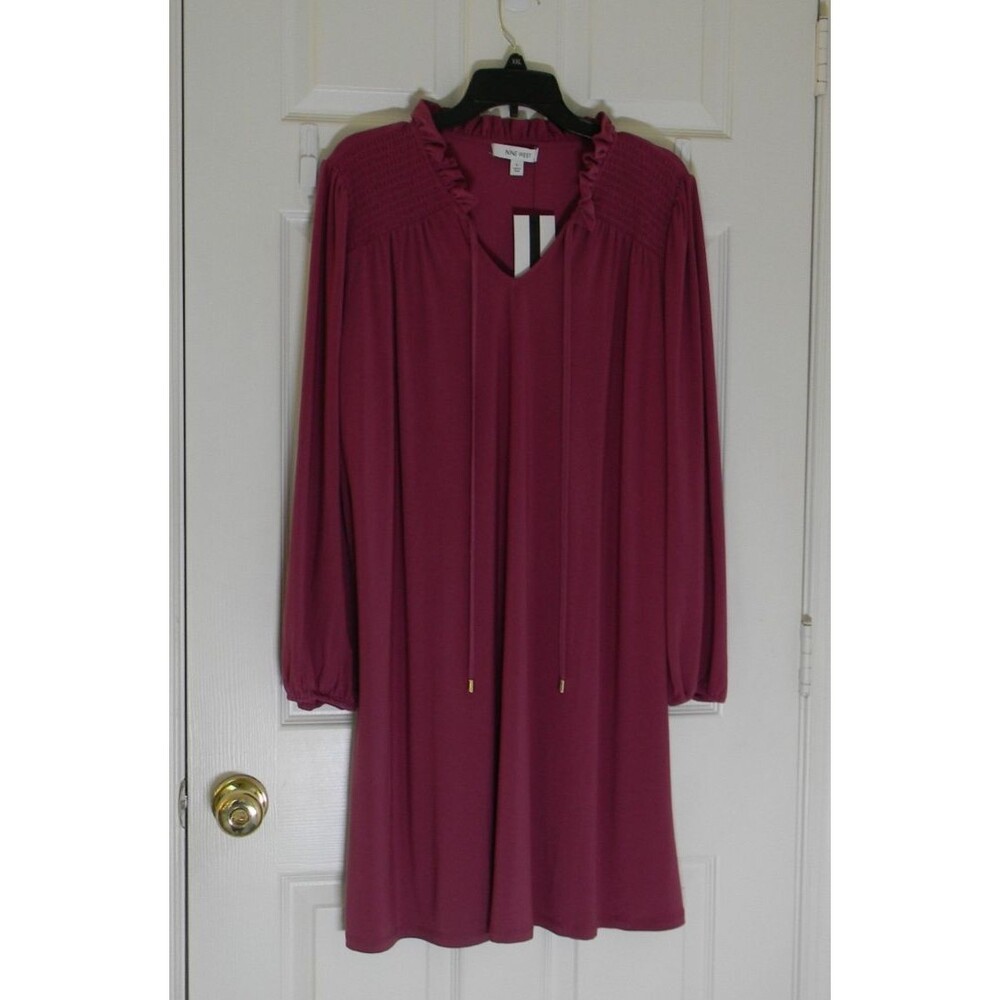 Nine West Dress from the Ground Up Plumberry Sz Small NWOT Shift Shirt Stretch